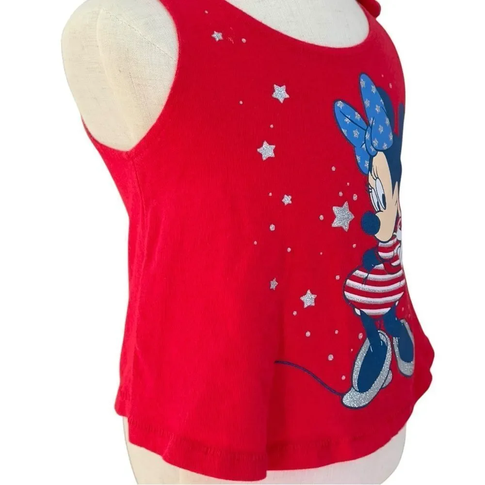 Old Navy Disney Girls Sleeveless Minnie Mouse Bow Shoulder Top. 12-18 Months.
